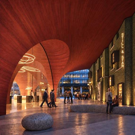 Covered public space and entrance beside the Still & Star